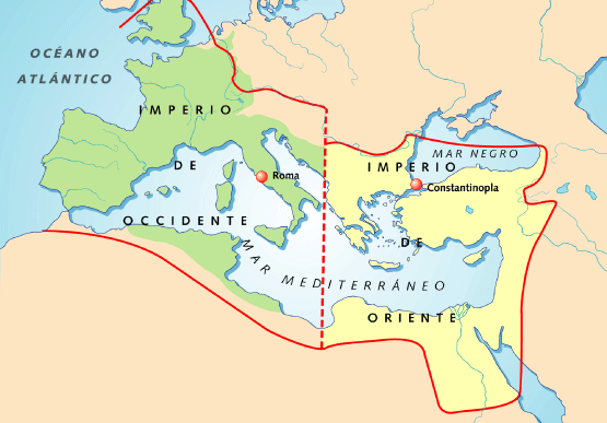 mapa en http://1ajorge.blogspot.com.es/2009/03/division-del-imperio-romano_16.html